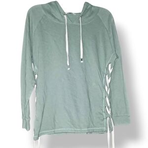 New York Laundry Sage Hoodie with Lace-Up Side Detail Sz Small